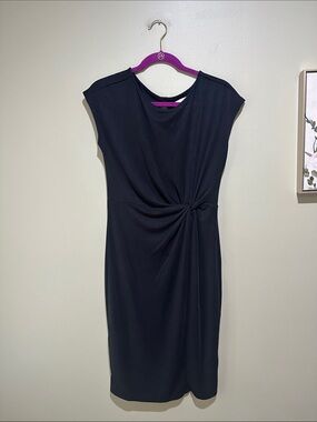 🌹Classic Black Midi Dress with Side Knot Detail